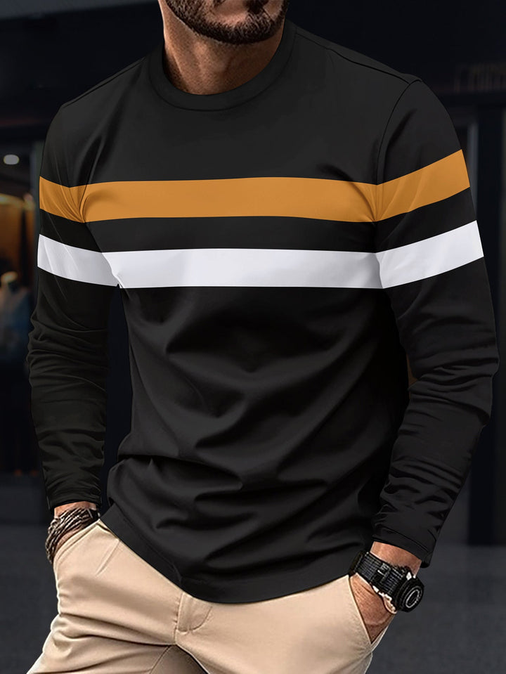 Men's Fashionable Long Sleeve Shirt with Sporty Stripes Chic und Stil
