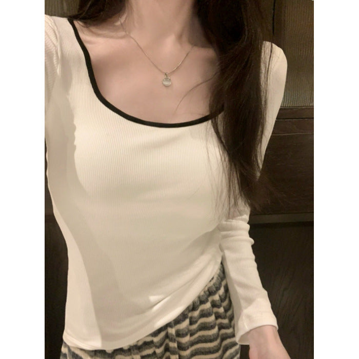 Women's long sleeve shirt with contrasting neckline Chic & Stil
