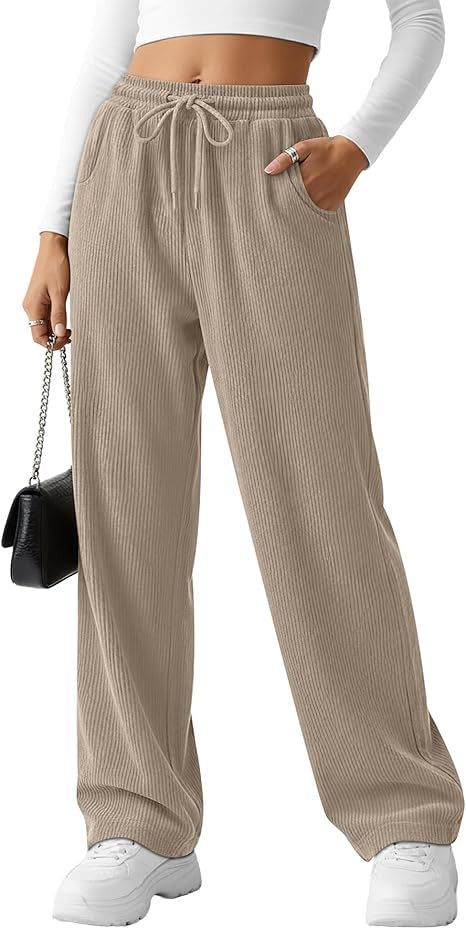 Pantalon en tricot large à côtes pour femmes avec cordon de serrage Chic & Stil