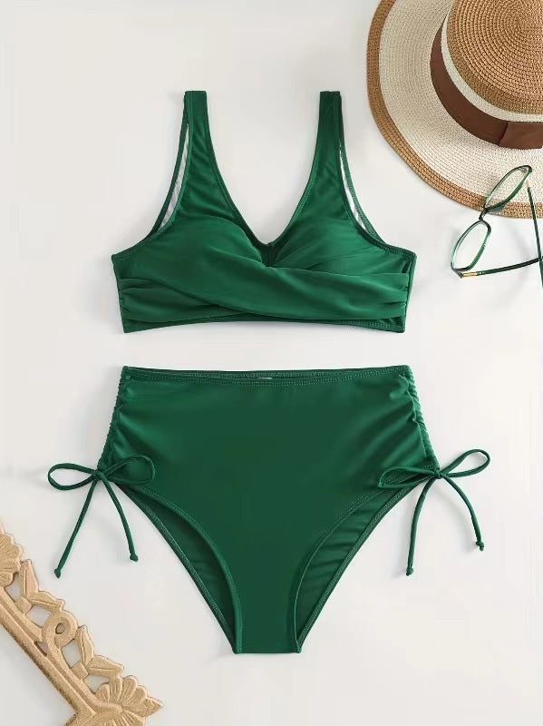 Women's Wrap Bikini Set with Elastic Cuffs and Fashionable V-Neck Lune London