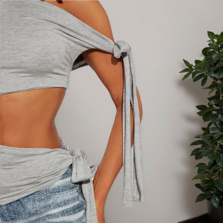 Asymmetrical short top for women with side knot Chic & Stil