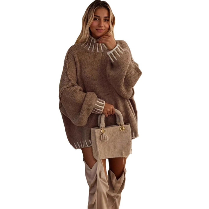Oversized knitted sweater for ladies with decorative collar Lune London