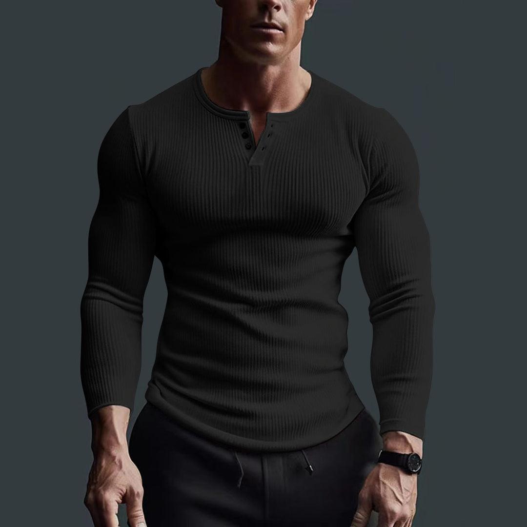 Long Sleeve Button-Up Shirt for Men with Modern Rib Design Lune London