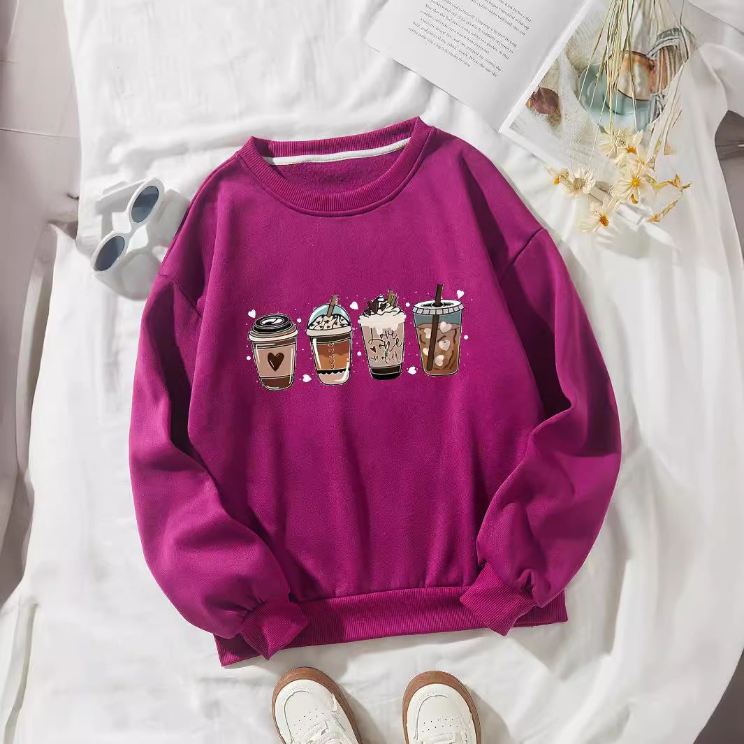 Women's Cozy Sweatshirt with Coffee Motif Chic & Stil