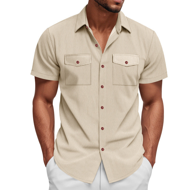 Short striped shirt for men with two practical chest pockets Lune London