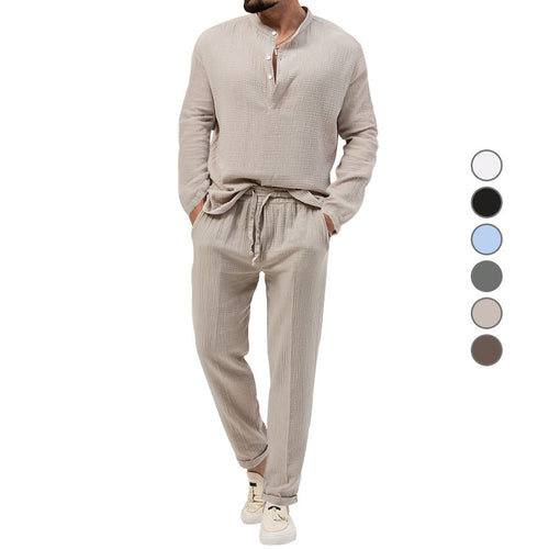 Casual men's set with button placket and elastic waist Lune London
