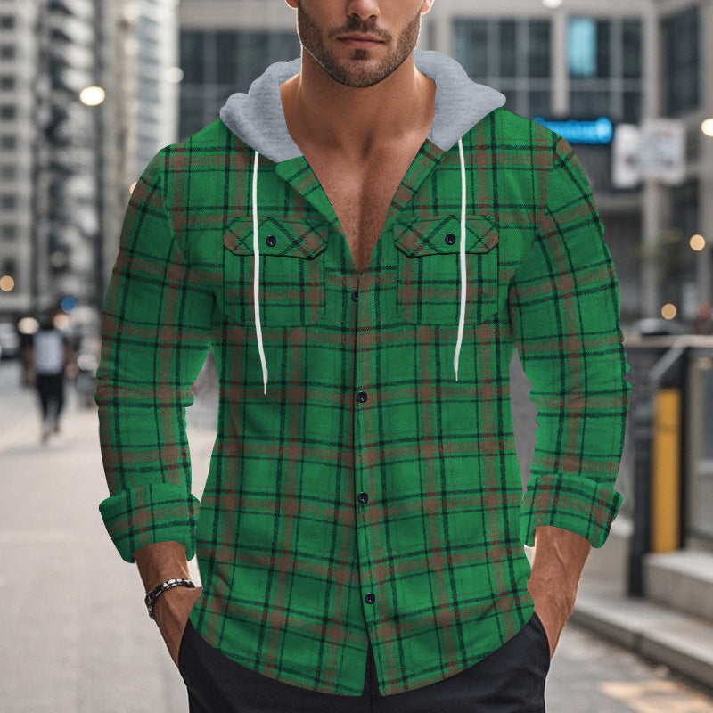 Men's Shirt with Hood and Check Pattern Chic und Stil