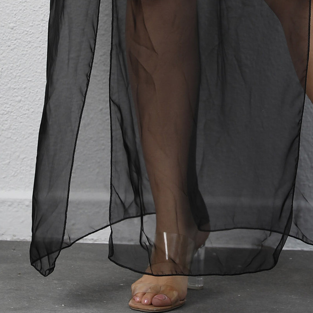 Ladies Elegant Transparent Maxi Skirt Lune London