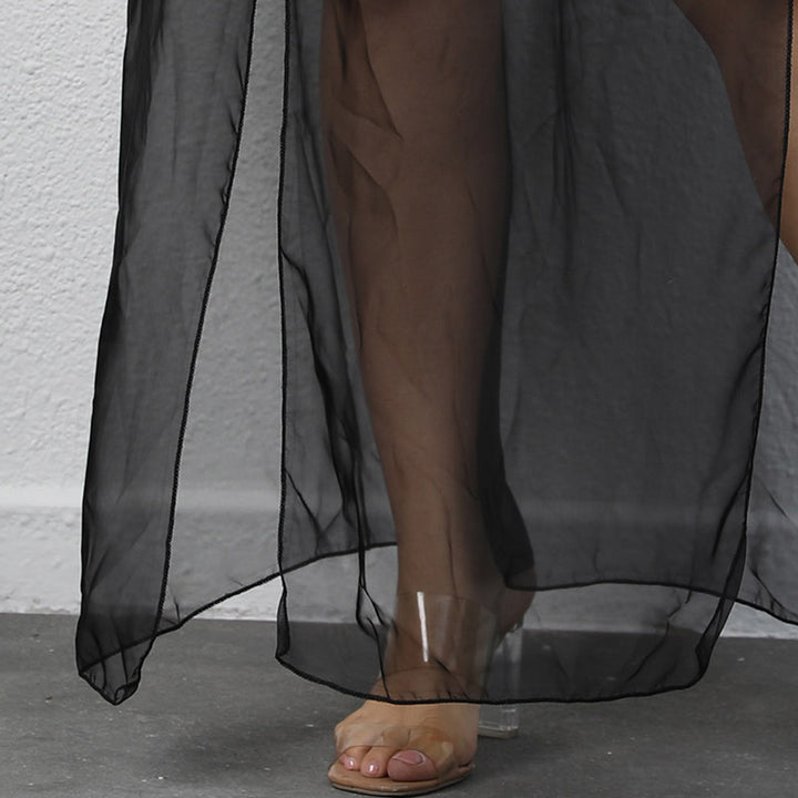 Ladies Elegant Transparent Maxi Skirt Lune London