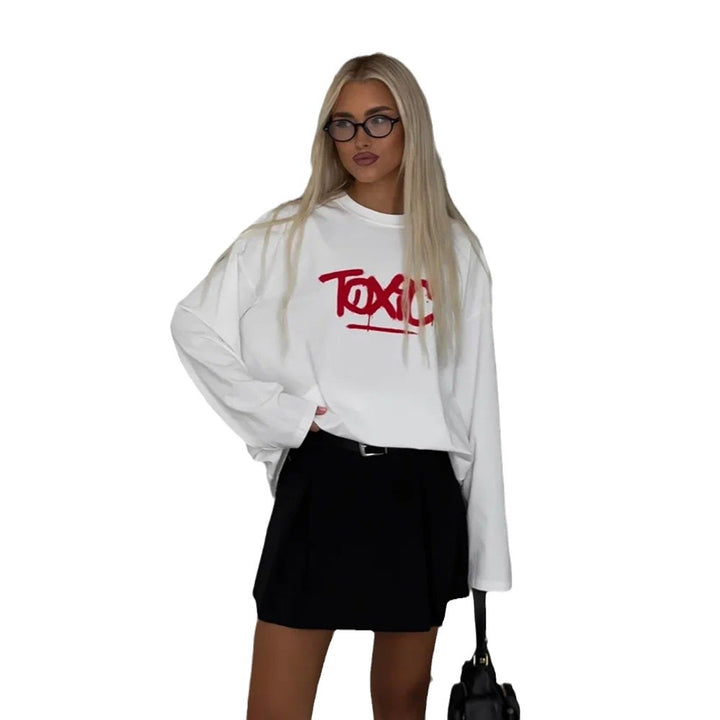 Oversized long sleeve t-shirt for women with striking inscription Lune London