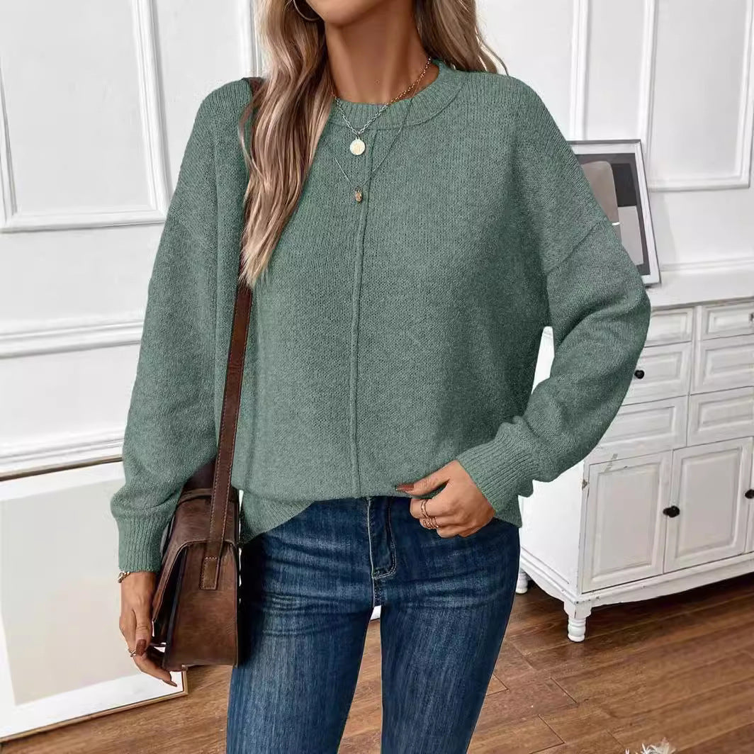 Casual knit sweater for women with drop shoulders Chic and Style