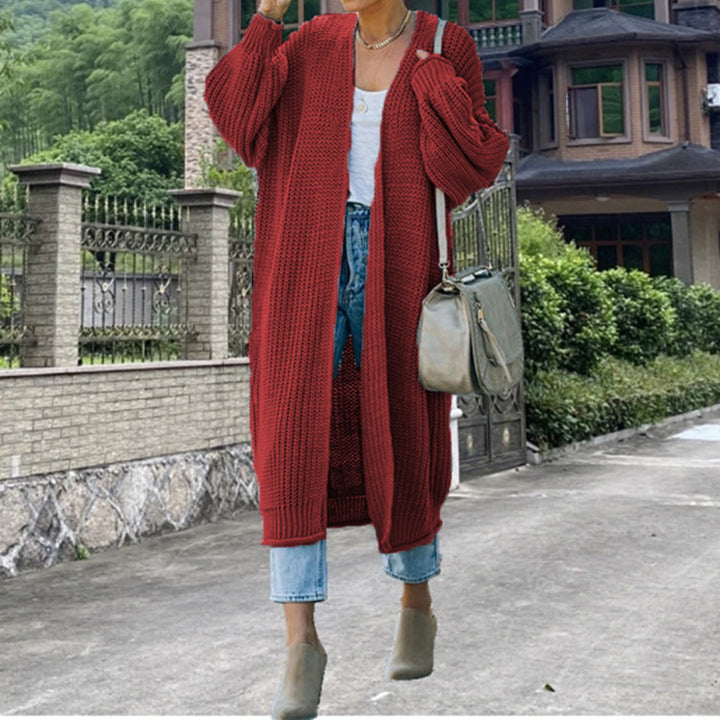 Ladies long knit cardigan with a coarse knit appearance and a loose fit Lune London