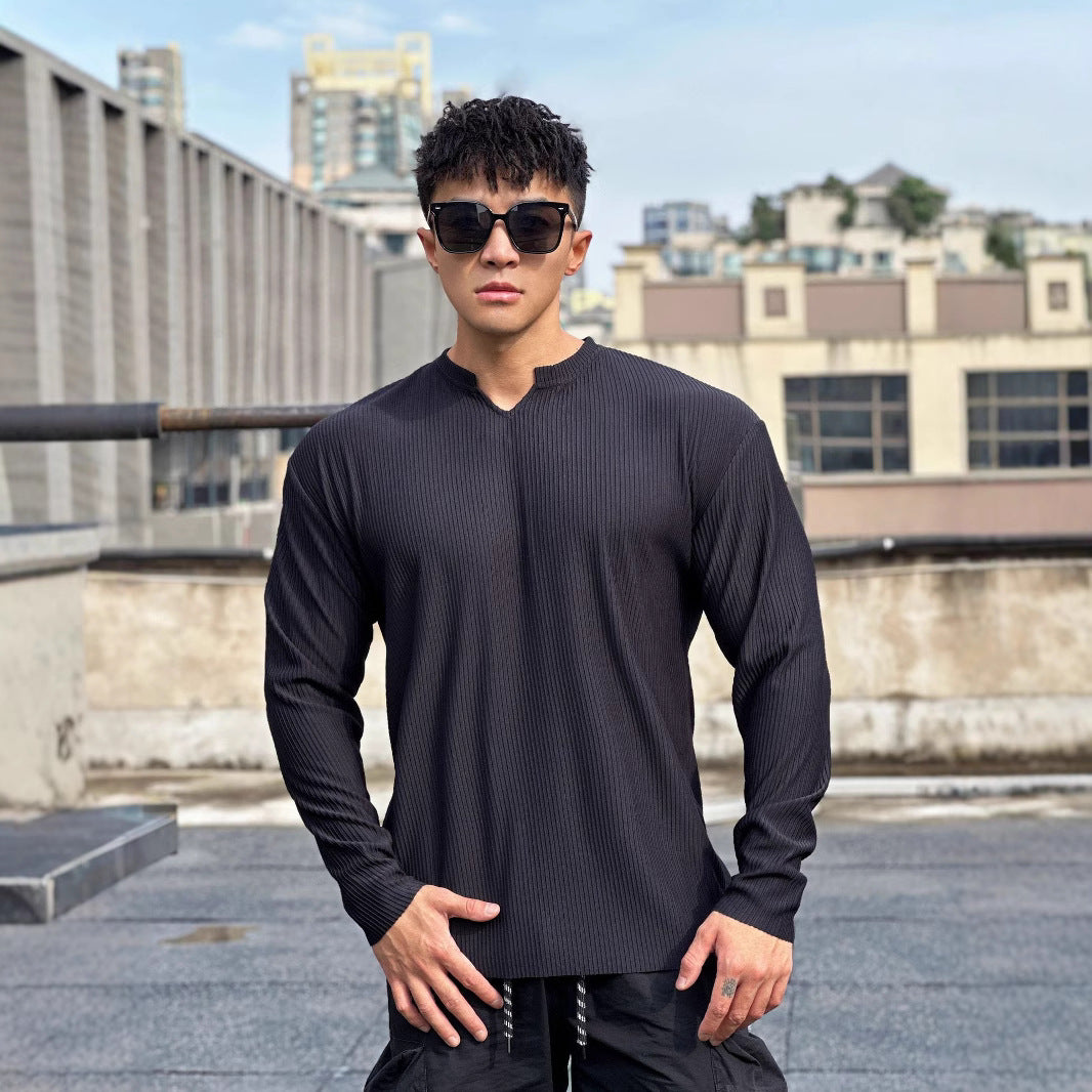 Men's long sleeve top with an innovative rib design and a trendy high collar Lune London
