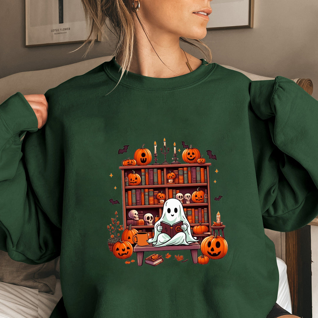 Sweat-shirt femme avec motif automnal effrayant et manches bouffantes décontractées Chic & Stil