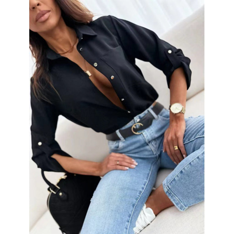 Blouse élégante pour dames avec détails de boutons et manches longues Chic & Stil