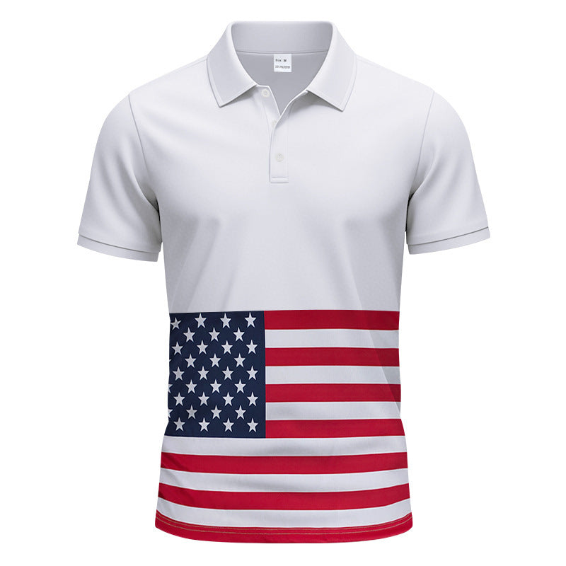 Men's polo shirt with stylish flag design Lune London