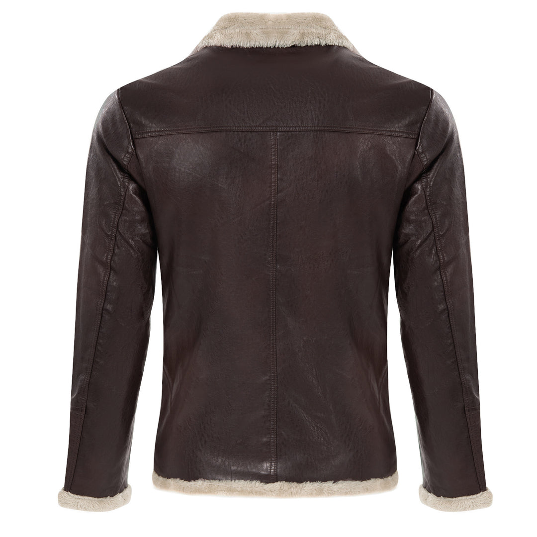 Elegant leather jacket for men with faux fur collar Lune London