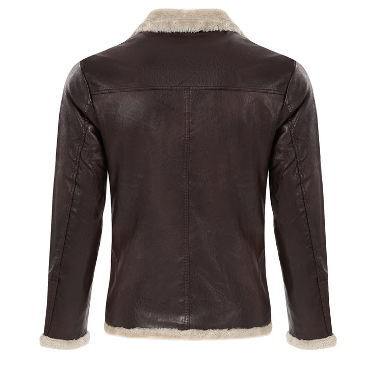 Elegant leather jacket for men with faux fur collar Lune London
