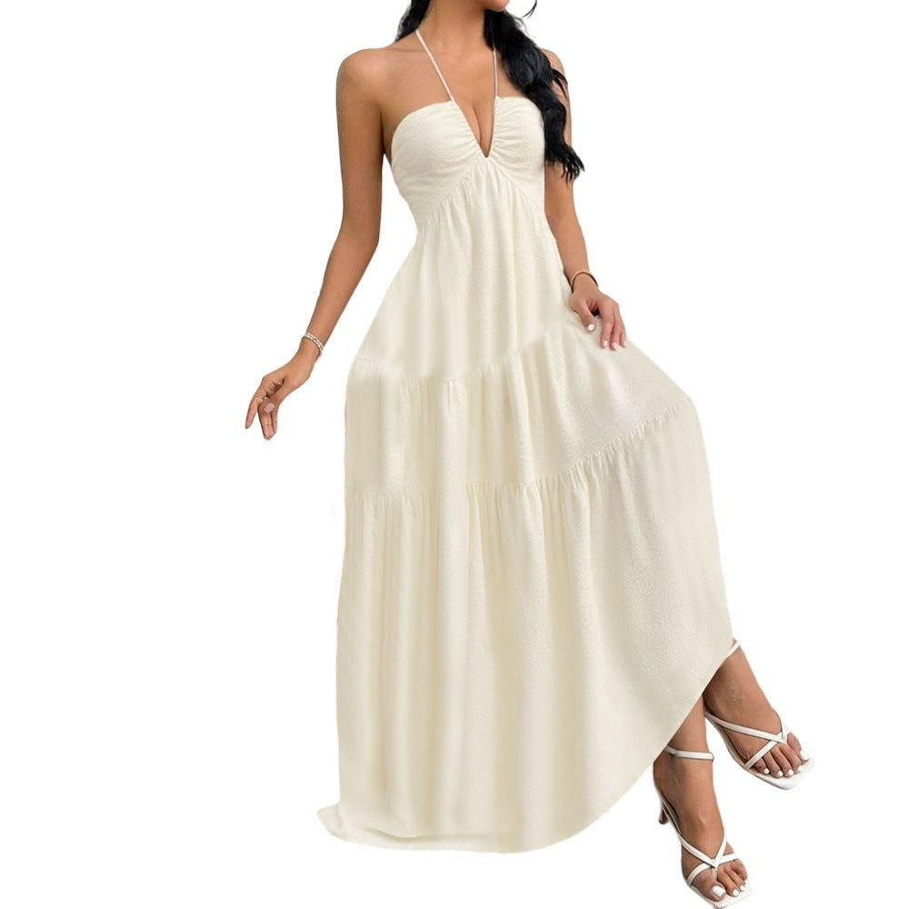 Robe maxi femme avec décolleté V profond et volants Chic & Stil