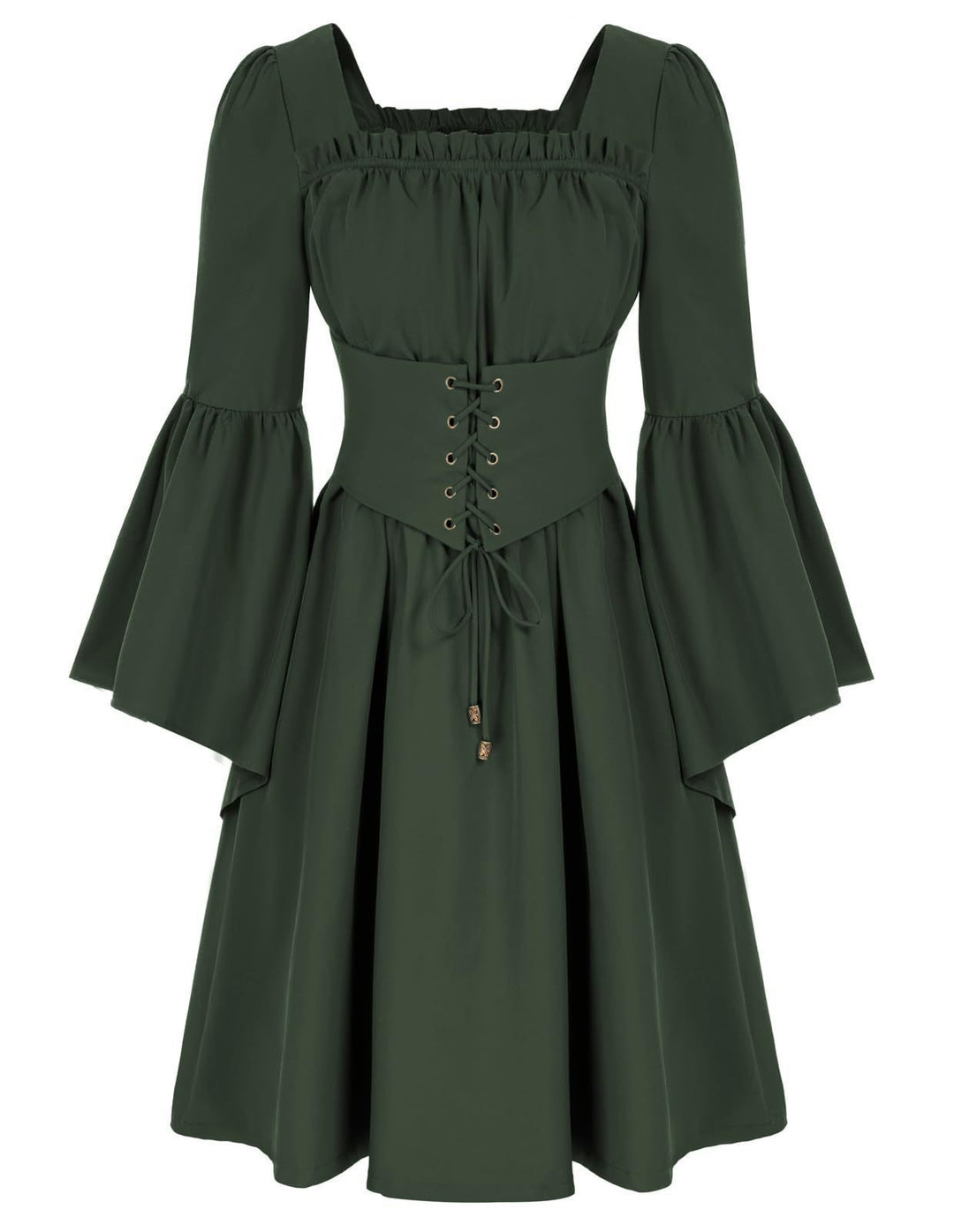Medieval dress for women with flowing sleeves and lacing detail Lune Londonl