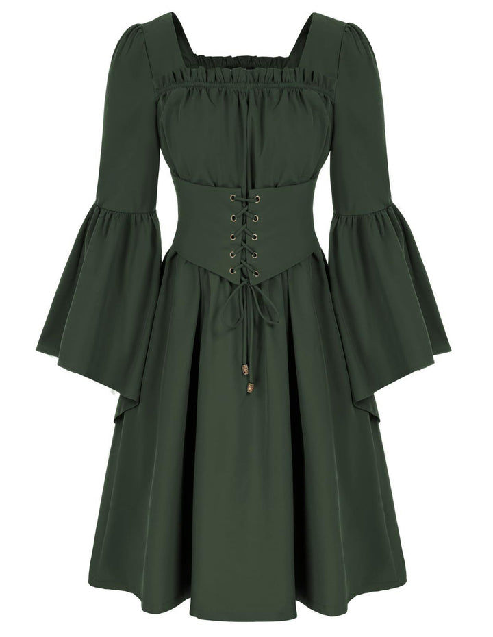 Medieval dress for women with flowing sleeves and lacing detail Lune Londonl