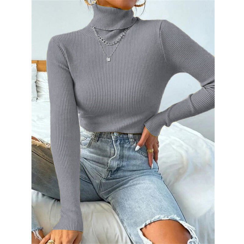 Ladies elegant turtleneck sweater with fine ribbed structure Lune London