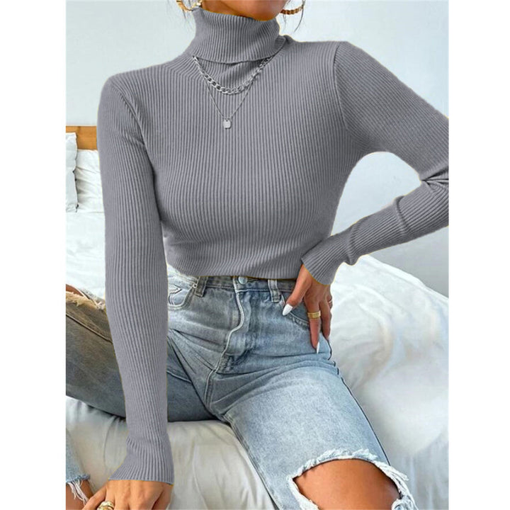 Ladies elegant turtleneck sweater with fine ribbed structure Lune London