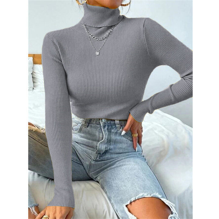Women's Elegant Turtleneck Sweater with Fine Ribbed Texture Lune London