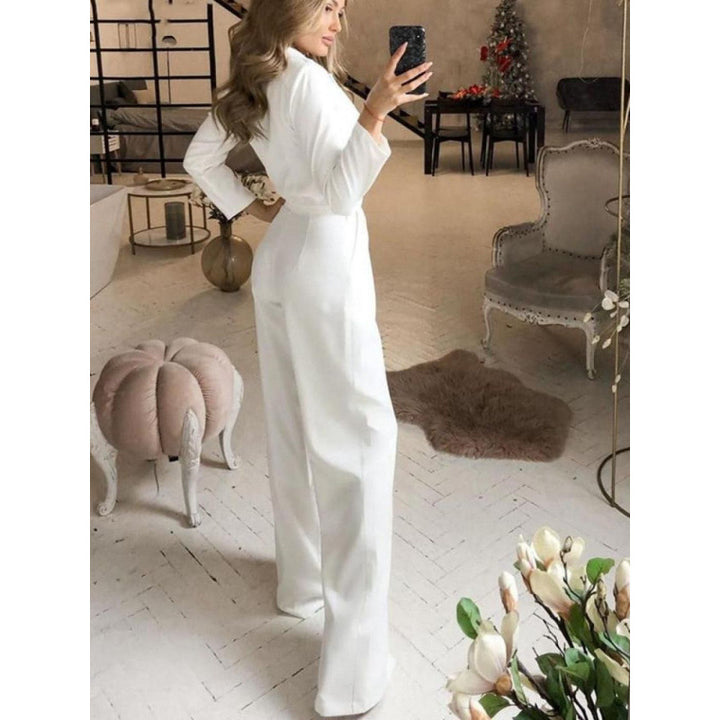 Ladies Elegant and Trendy Jumpsuit with Narrow Collar and Convenient Pockets Lune London