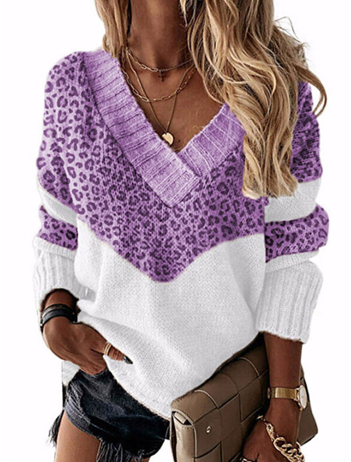 Lune London V neck sweater for women with leopard pattern