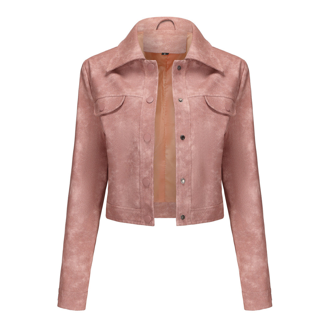 Chic and style short leather jacket for ladies