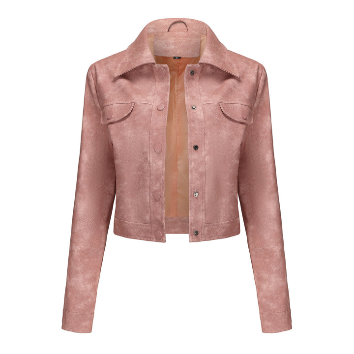 Chic and style short leather jacket for ladies
