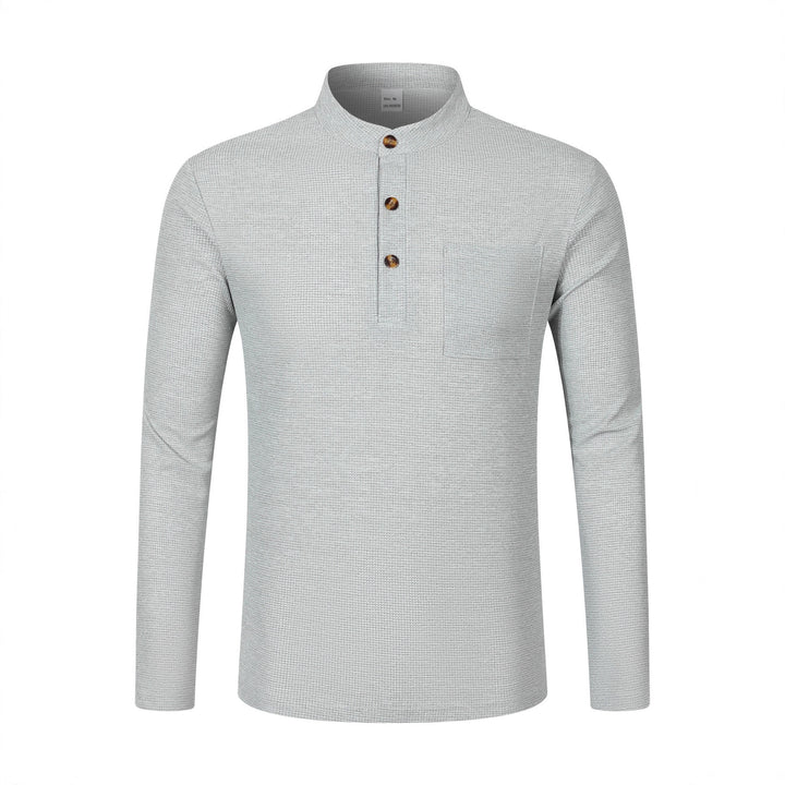 Long sleeve shirt for men with modern high collar and practical chest pocket Lune London