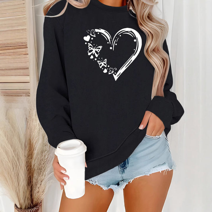 Sweat-shirt pour femmes avec un design créatif de cœur et de papillon Chic & Stil
