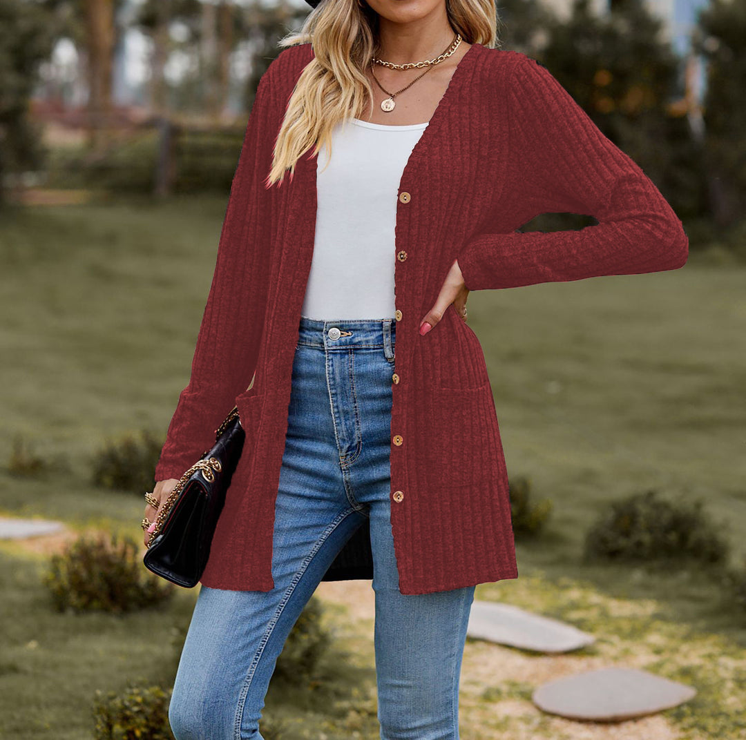 Ladies' cardigan with button placket and practical pockets Lune London