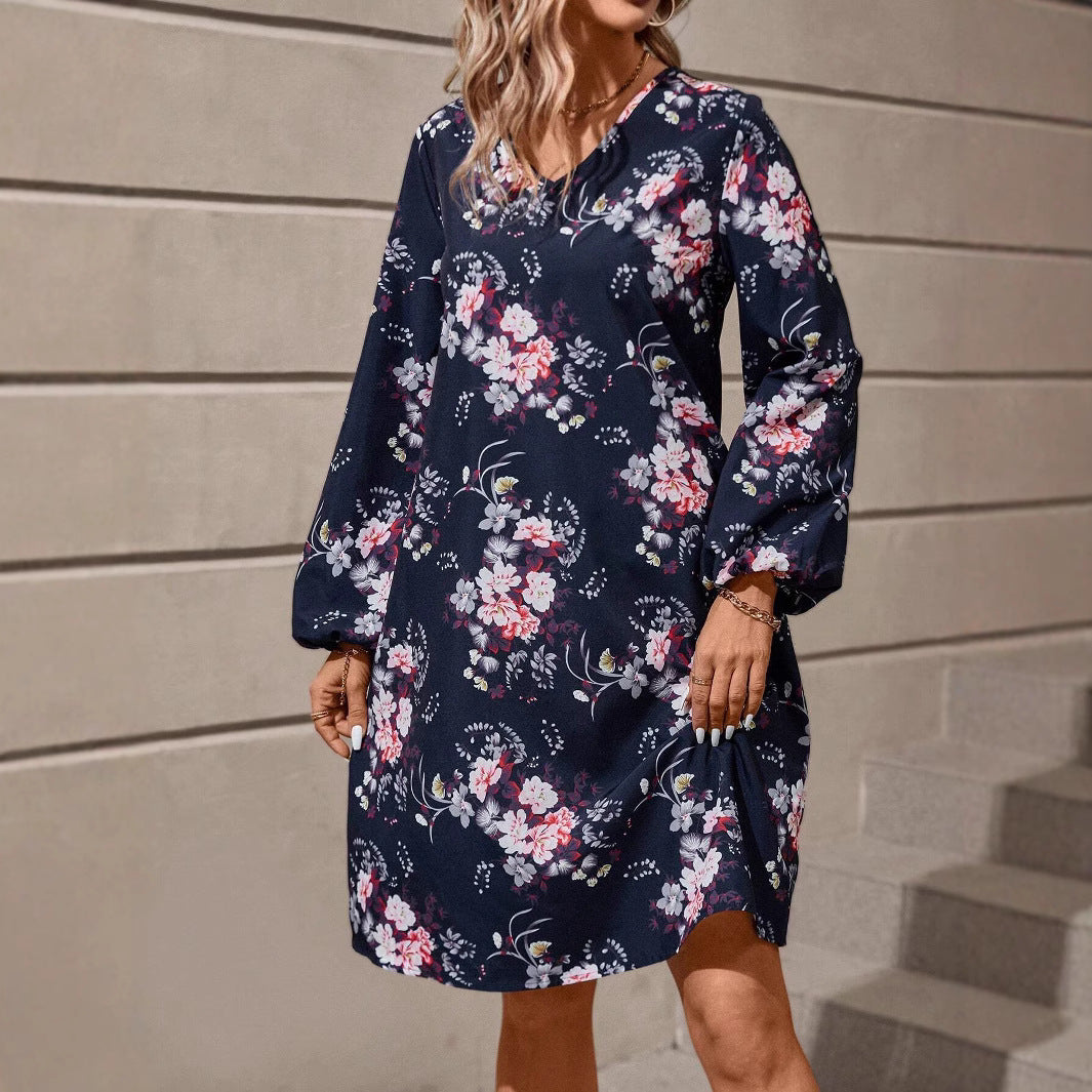 Shirt dress for women with floral design and voluminous sleeves Lune London