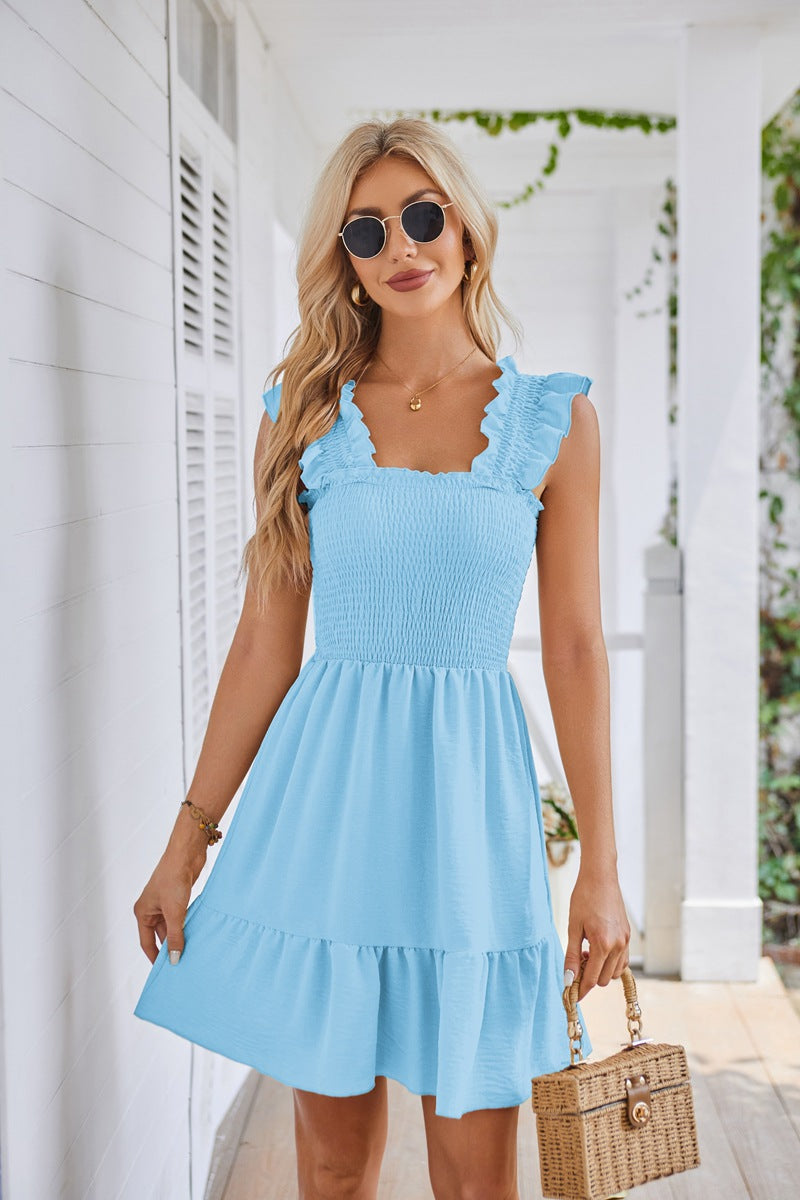 Summer mini dress for women with ruffle details and a fitted cut Lune London