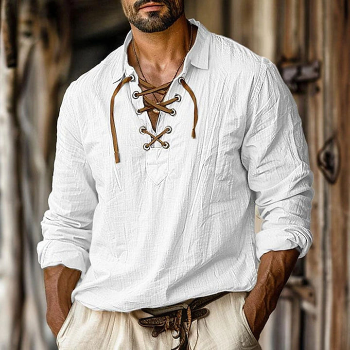 Men's Casual Long-Sleeve Shirt with Elegant Lacing Lune London