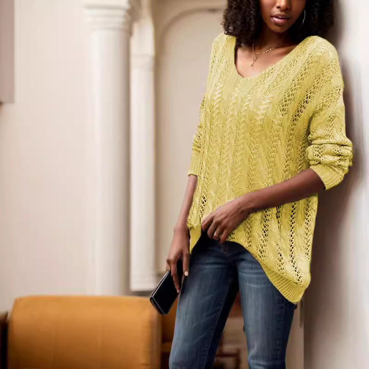 Women's knitted sweater with a diamond pattern and oversized fit Lune London