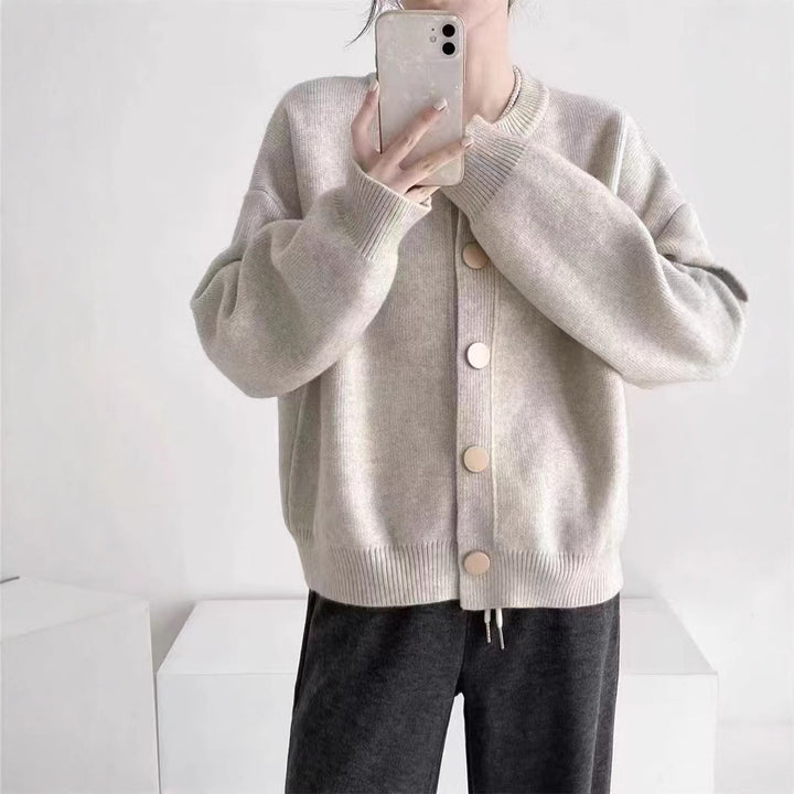 Ladies Cozy Knit Sweater with Large Buttons and an Elegant Design Lune London
