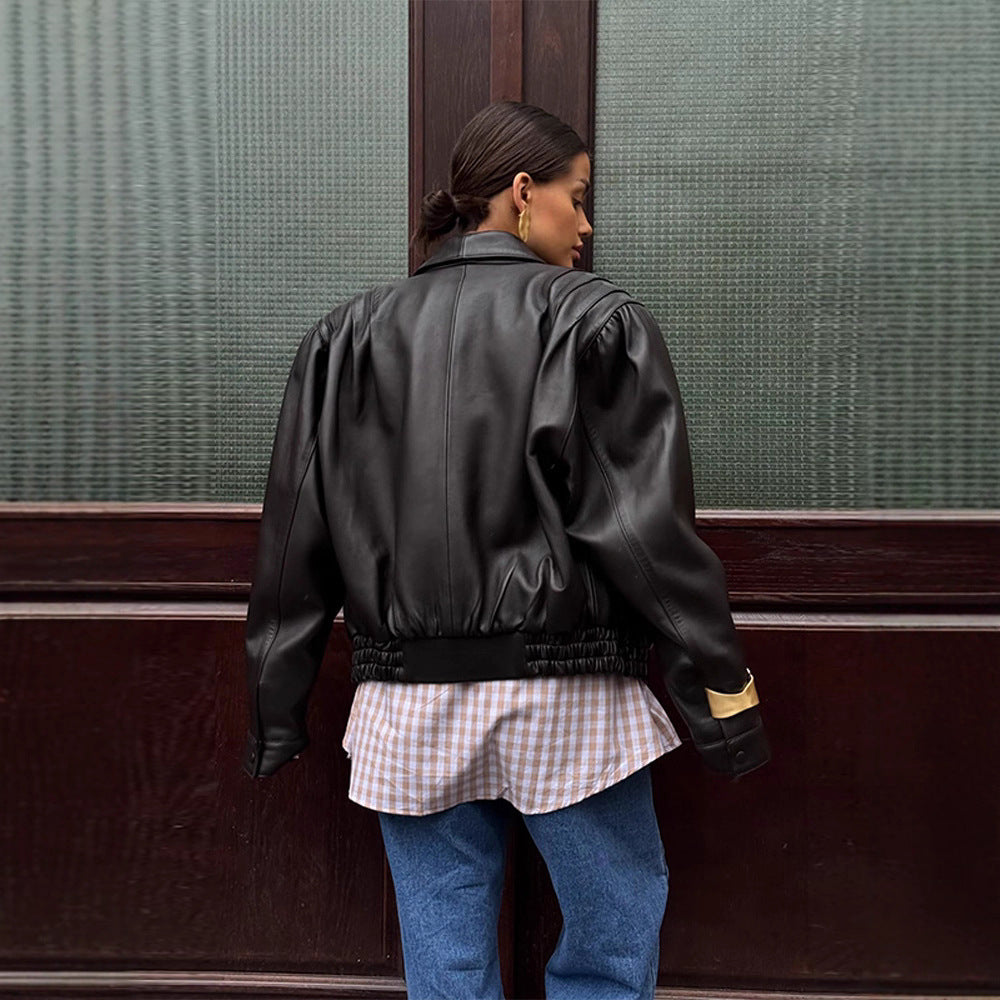 Oversized leather blazer for women Lune London