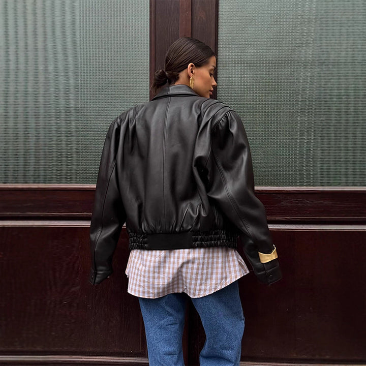 Oversized leather blazer for women Lune London