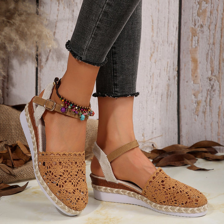 Dames espadrilles à brides chevilles en crochet Lune London