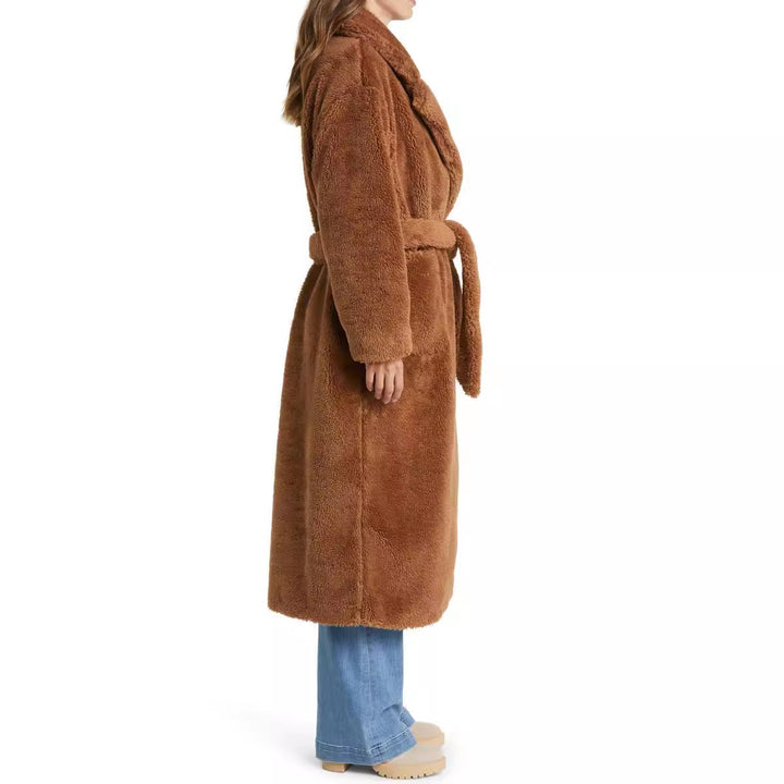 Ladies Long Cozy Robe with Belt and Pockets Lune London
