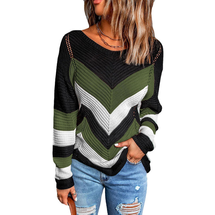 Fashionable knitted sweater for women with chevron pattern and relaxed fit Lune London