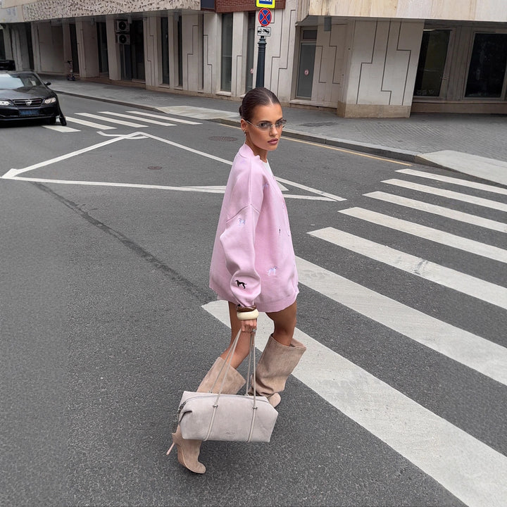Casual knit jacket for women with innovative detailed embellishments Lune London