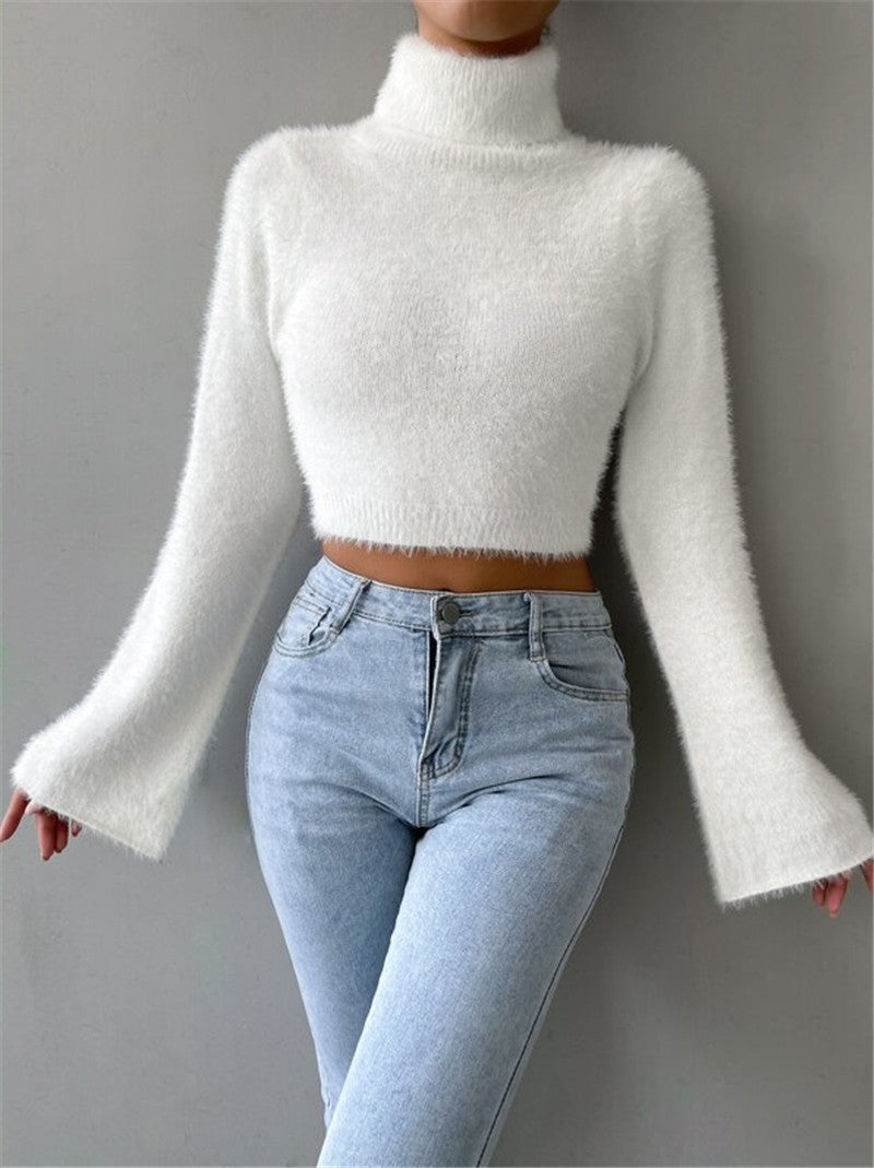 Close-fitting women's turtleneck top with oversized sleeves Lune London