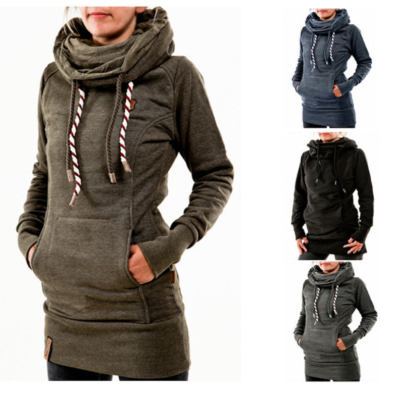 Casual hoodie for women with oversized collar and practical front pocket Lune Londonl