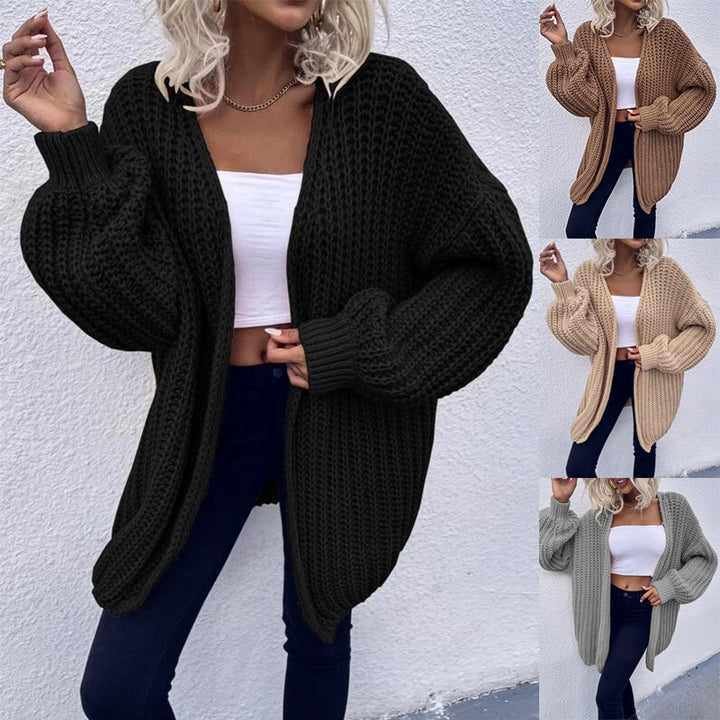 Thick knit jacket for women with oversized sleeves and front opening Lune London