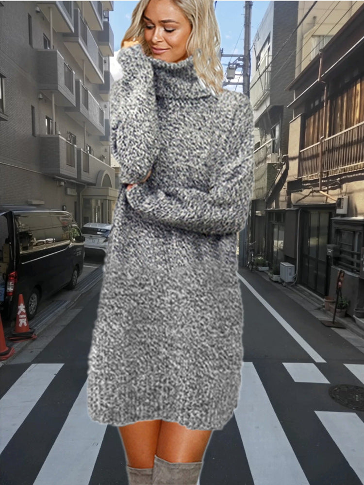 Knit dress for women with turtleneck in cozy material Lune London